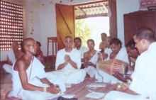 Devotees engaged in Sankirtan